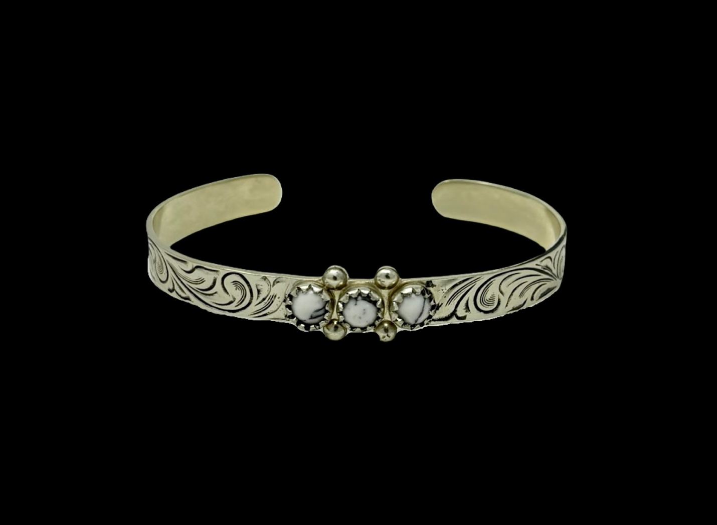 White Buffalo 3 Stone Cuff Bracelet