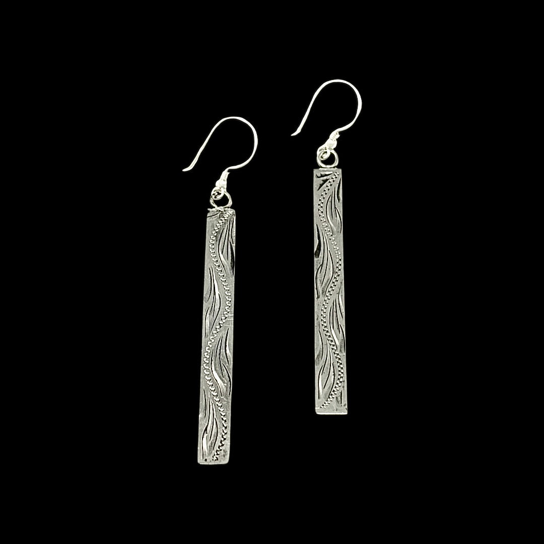 The Classy Engraved Bar Earrings