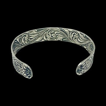 Vintage Engraved Floral Silver Bracelet