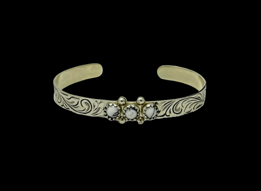 White Buffalo 3 Stone Cuff Bracelet
