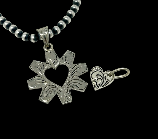 Spur Pendant with Cut Out Heart Charm Necklace