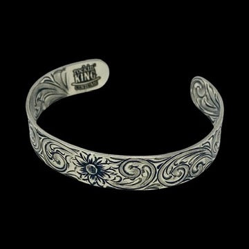 Vintage Engraved Floral Silver Bracelet