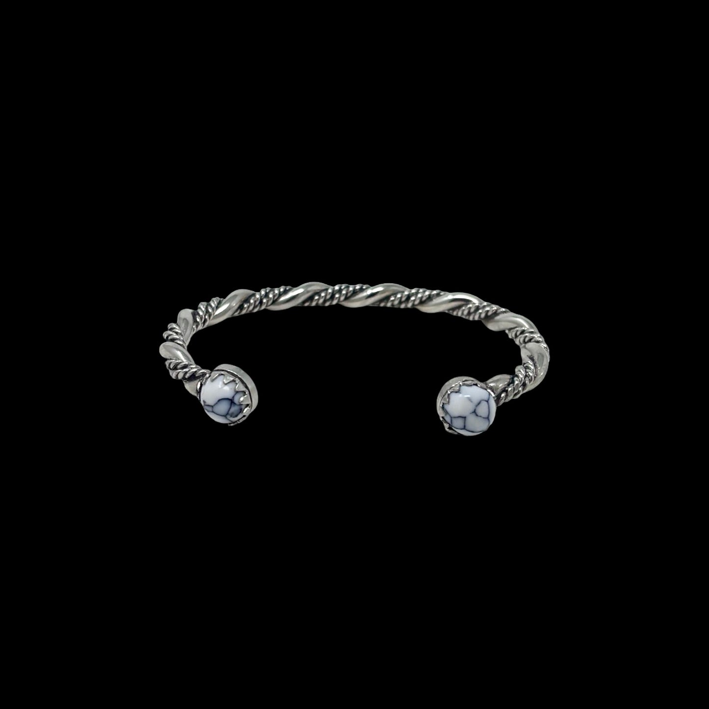Wire & Rope Twist with Stones Cuff Bracelet