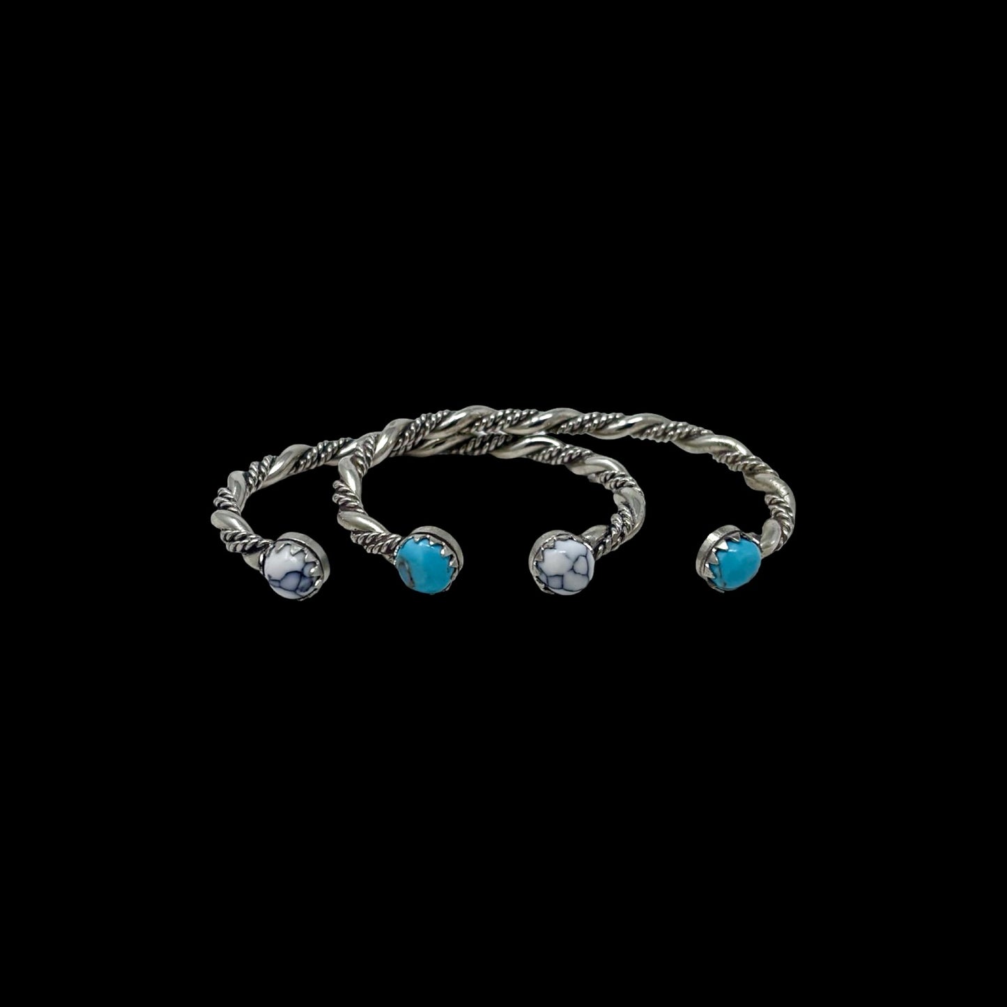 Wire & Rope Twist with Stones Cuff Bracelet